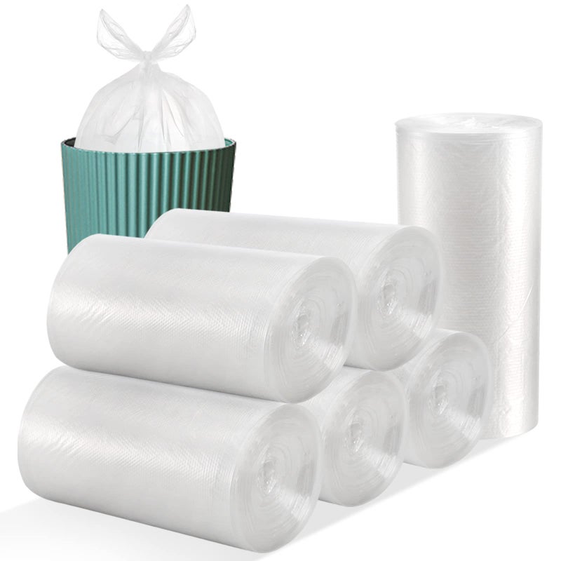 Tebery 300 Counts 8 Gallon Clear Small Garbage Bags Trash Bags, Wastebasket Bin Liners for Bathroom Bedroom Office Trash Can, 6 Rolls - Image 1